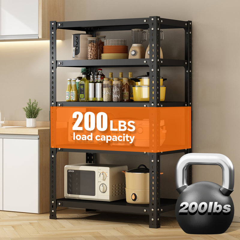 Household Storage Rack, Adjustable Display Rack, Basement Balcony Storage Rack, Carbon Steel Storage Rack, 120Cm * 40Cm * 180Cm, Five Floors Black 5 Black Etagere Primary Living Space Metal Contemporary Adjustable Shelves Carbon Steel