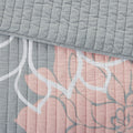6 Piece Printed Cotton Quilt Set With Throw Pillows Grey Peach Full Queen Full Grey Peach Polyester