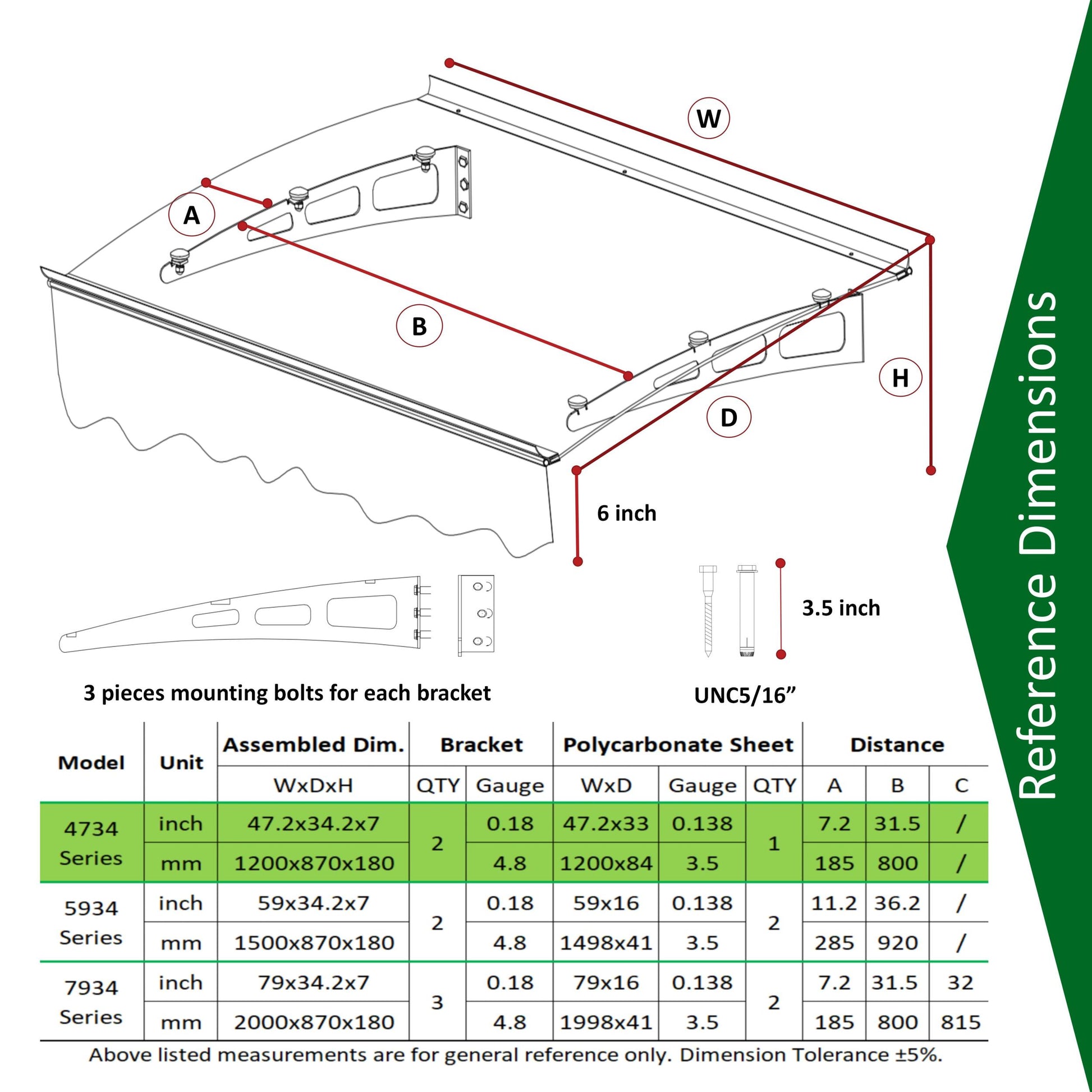 Garlugh Da4734C Series Door Window Awning Made Of 0.137 Inch Thick Crystal Solid Polycarbonate Sheet And Aluminum Alloy With Valance In Size Of 47" Wide X 34" Deep For Masonry Concrete Wall Silver Clear Square No Foundation Needed None Garden & Outdoor