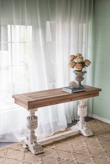 59X18X32" Alcott Buffet Table Brown Antique White Boho,European,Farmhouse,French Country,Rustic Solid Wood Mdf