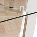 Table And Chair Set, Large Modern Rectangular Glass Table, Can Accommodate 6 8 People, Equipped With A 0.39 Inch Tempered Glass Tabletop And Mdf Table Legs.Paired With Comfortable And Soft Chairs. Black Mdf Glass