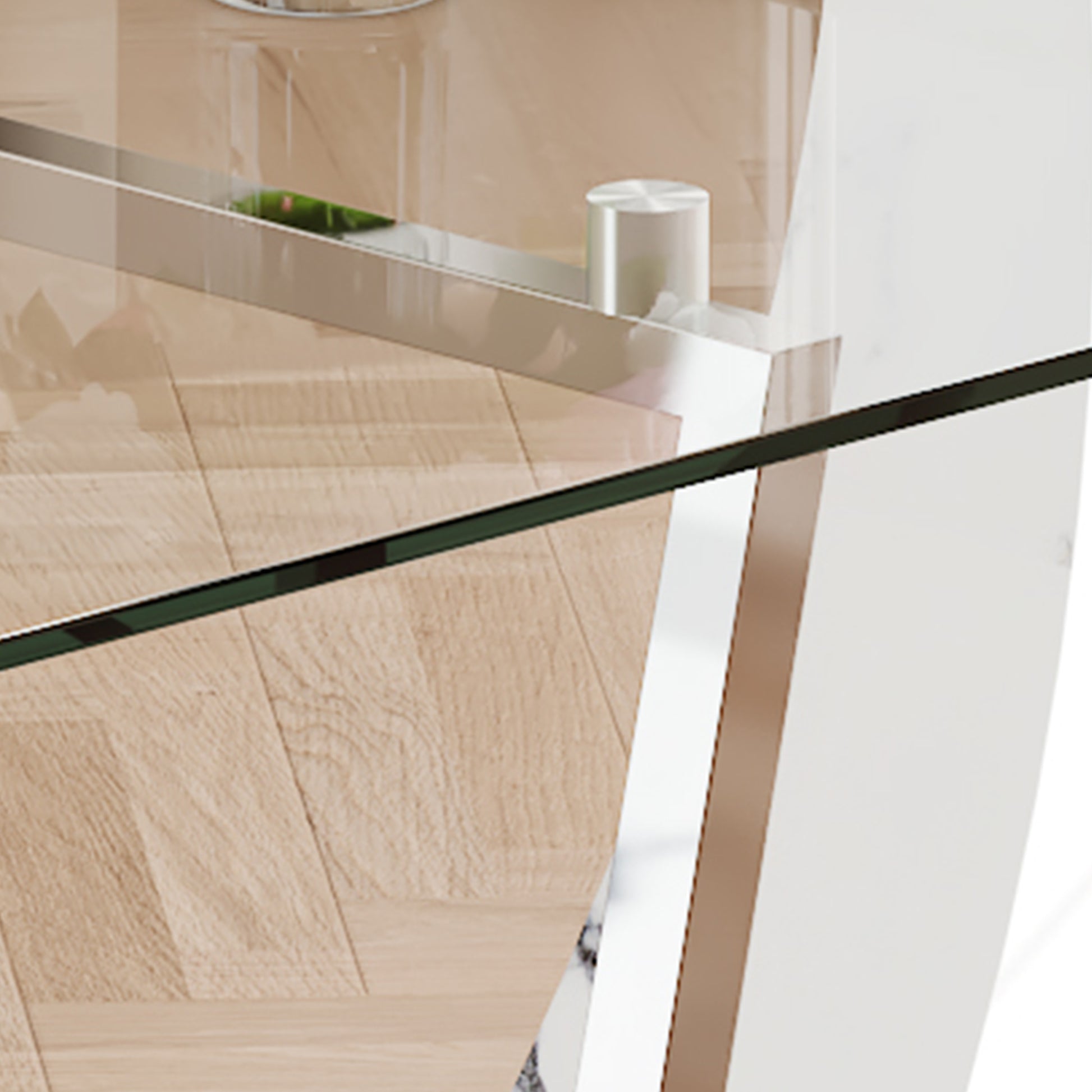 Table And Chair Set, Large Modern Rectangular Glass Table, Can Accommodate 6 8 People, Equipped With A 0.39 Inch Tempered Glass Tabletop And Mdf Table Legs.Paired With Comfortable And Soft Chairs. Black Mdf Glass