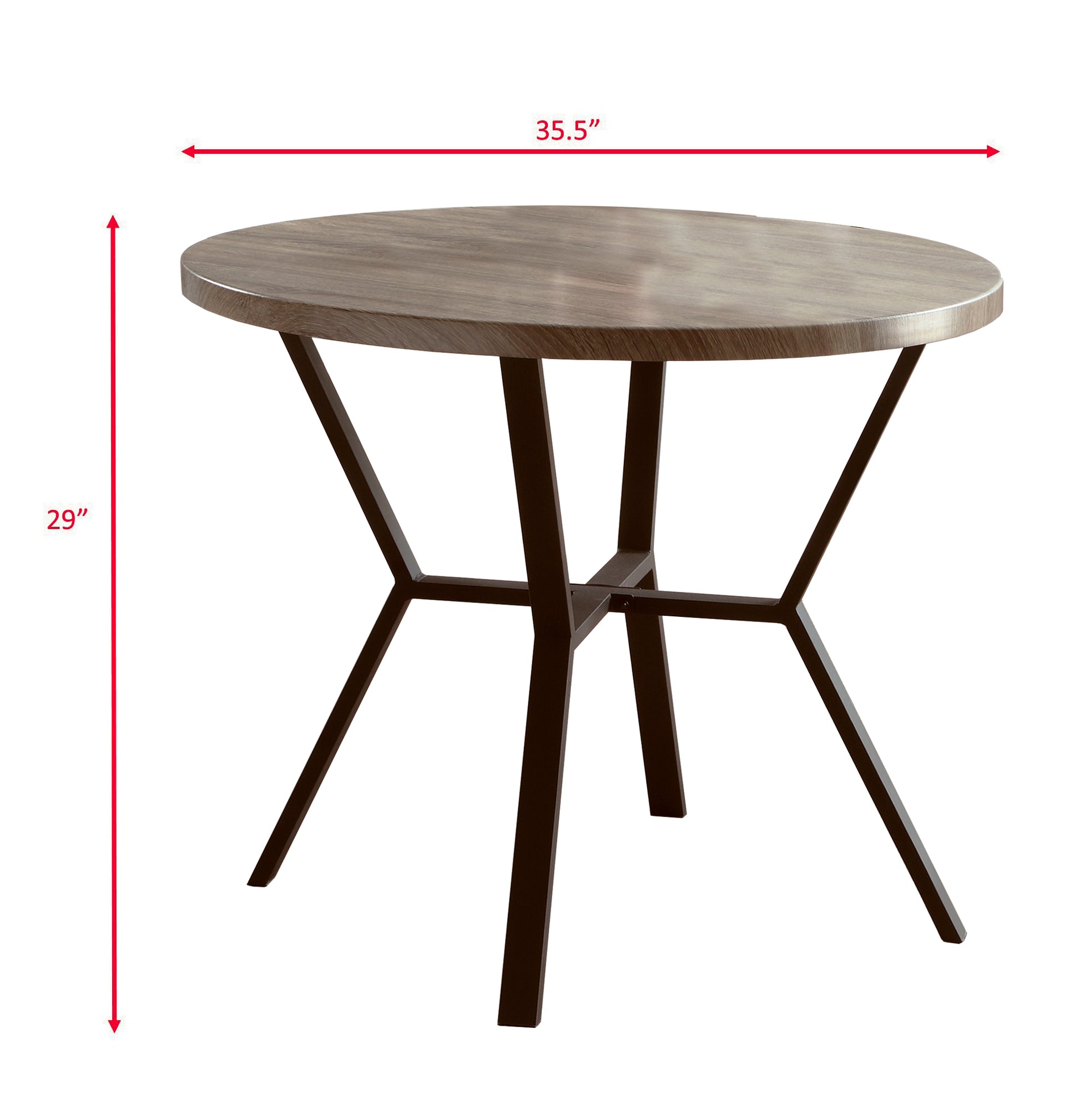 5 Piece Black Graywash Round Dining Set Table Chairs Rustic Gray Finish Dining Room Wooden Furniture Wood Wood Black,Brown,Gray Seats 4 Wood Dining Room 60 Inches Contemporary,Modern Round Dining
