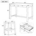 3 Piece Modern Faux Marble Versatile Bar Table Set With Storage Drawers And Padded Stools, Ideal For Space Saving Dining Nooks Or Small Kitchens Walnut Walnut Solid Wood Mdf