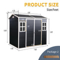 4X8Ft Resin Outdoor Storage Shed With Two Window And Double Door,Plastic Shed With Floor For Gargen,Patio,Yard,Lawn,Black Black Polypropylene