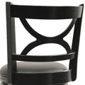 Ava 29 Inch Swivel Bar Stool, Solid Wood, Rich Faux Leather, Midnight Black Black Grey Solid Wood