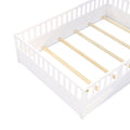 Full Size Floor Bed, Integral Construction With Super High Security Barrier, Door, Children'S Floor Bed Frame, Montessori Wooden Children'S Floor Bed, Support Slat White Box Spring Required Full White Wood Brown Bedroom American Design,Artsy Pine Bed