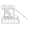 Twin Over Full Bunk Bed With Slide, Storage Staircase, Pine Solid Wooden Bunk Bed With Safety Guardrails,White White Pine