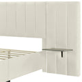 Full Size Upholstered Platform Bed With Big Headboard, Bedroom Furniture, Velvet, Beige Full Beige Plywood