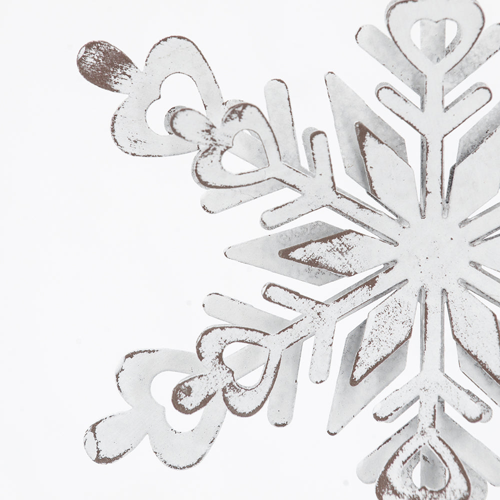 Set Of 6 Iron Snowflake Hanger, Decorative Hanging Ball Christmas Tree Ornaments For Holiday Party Decorations White Iron