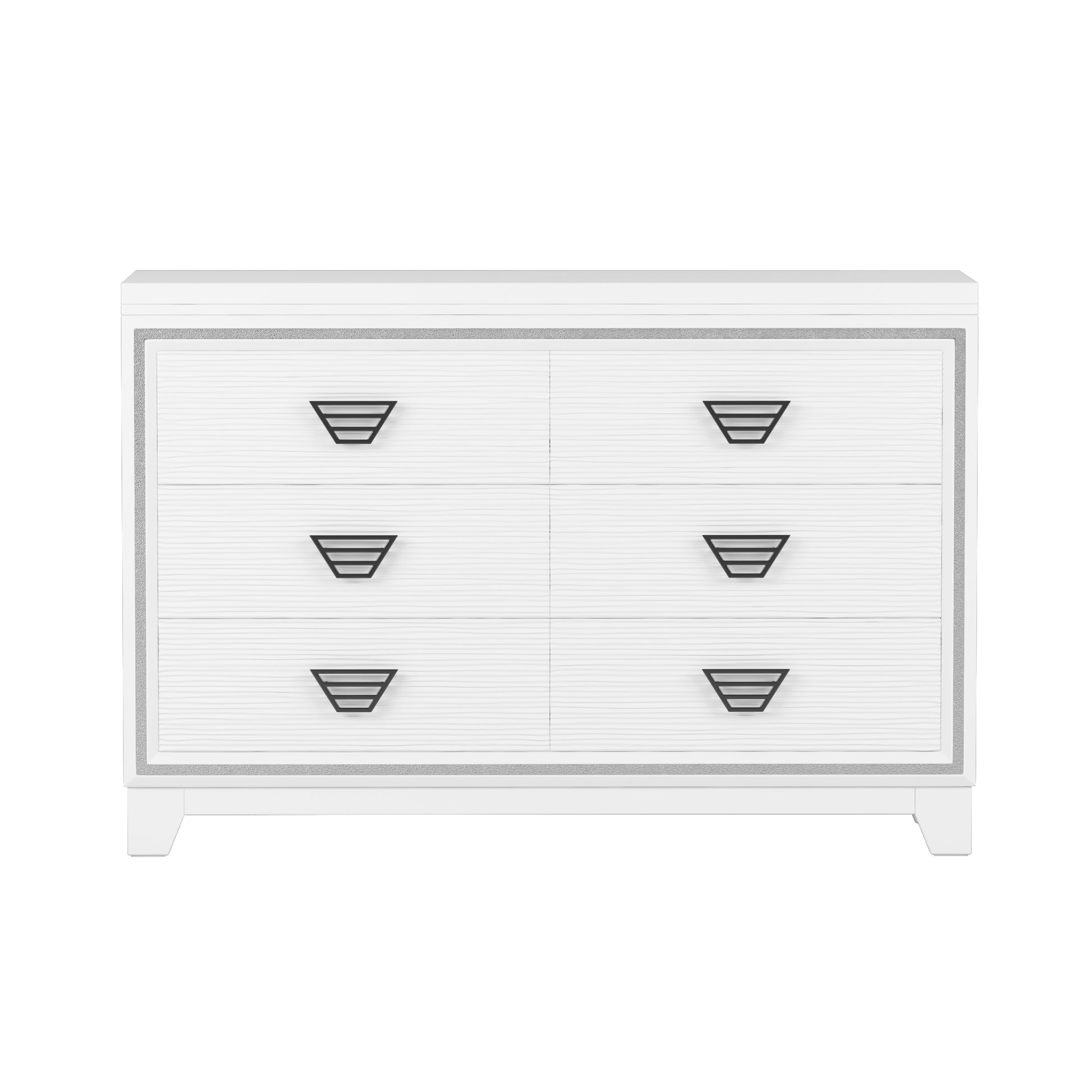 3 Pieces Bedroom Sets Queen Size Upholstered Bed With Led Lights, Nightstands And Dresser With Metal Handles And Sparkling Shiny Decoration, White Expected Arrival Time:8.5 Queen White 3 Piece Set Mdf Metal