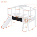 Twin Size Loft Bed With Ladder And Slide, House Bed With Blackboard And Light Strip On The Roof, White Twin White Solid Wood Mdf