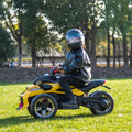 24V Kids Ride On Atv, 3 Wheeler Electric Vehicle, Battery Powered Ride On Motorcycle For Boys Girls With Led Lights, Music, High Low Speed, Soft Start,Without Rc Yellow 3 To 4 Years Plastic Indoor & Outdoor Use