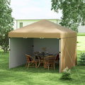 Outsunny 10' X 10' Pop Up Canopy Tent With 3 Sidewalls, Leg Weight Bags And Carry Bag, Height Adjustable, Instant Party Tent Event Shelter Gazebo For Garden, Patio, Beige Beige Steel