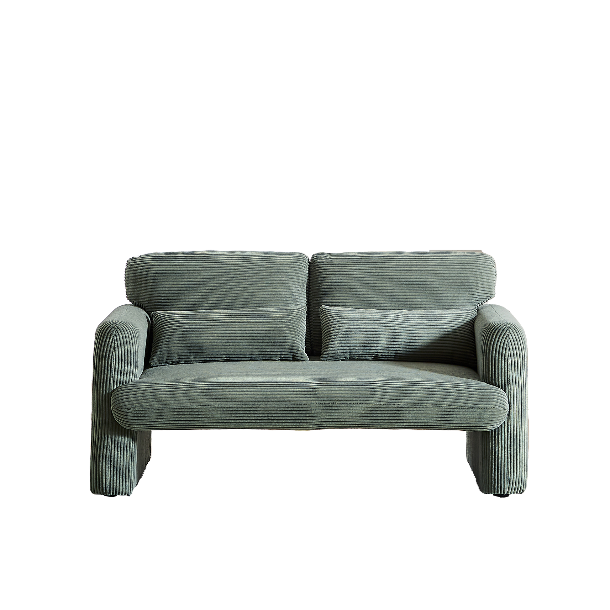 60"Corduroy Fabric Loveseat Sofa With 60"Loveseat Sofa, Modern Sofa With Support Pillow, For Apartment, Office, Living Room & Bedroom Green Corduroy 2 Seat