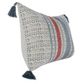 14 X 20 Modern Throw Pillow, Digitally Printed, Stripes, Tassels, Blue, Red Multicolor Linen