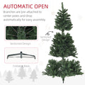 Homcom 6Ft Artificial Christmas Tree, Xmas Tree With 1000 Branch Tips, Auto Open, Holiday D Cor With Steel Base For Home Office, Green Green Steel