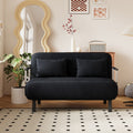 39 Convertible Chair Bed, Tri Fold Sofa Bed With Adjustable Backrest & Pillow, Leisure Chaise Lounge Couch With Sturdy Steel Frame For Home & Office, Comfortable Sleeper Chair Black Black Velvet Primary Living Space Medium Firm Contemporary Polyurethane