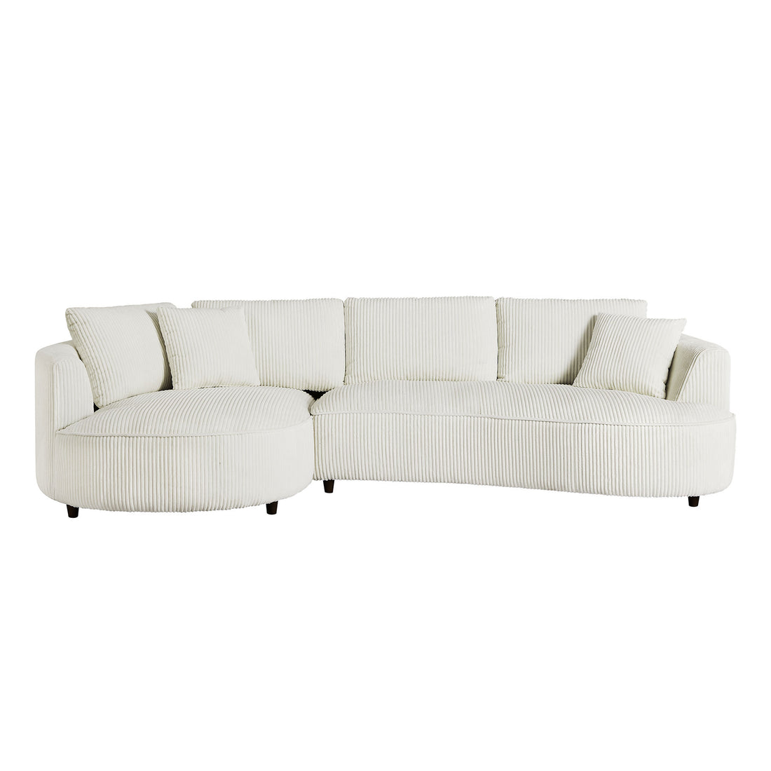 122.04 Inch Oversized Sectional Sofa, Modern Couch With Chaise, Comfy Sofa Couch With Left Facing Chaise, White Corduroy Sofa White Corduroy 3 Seat