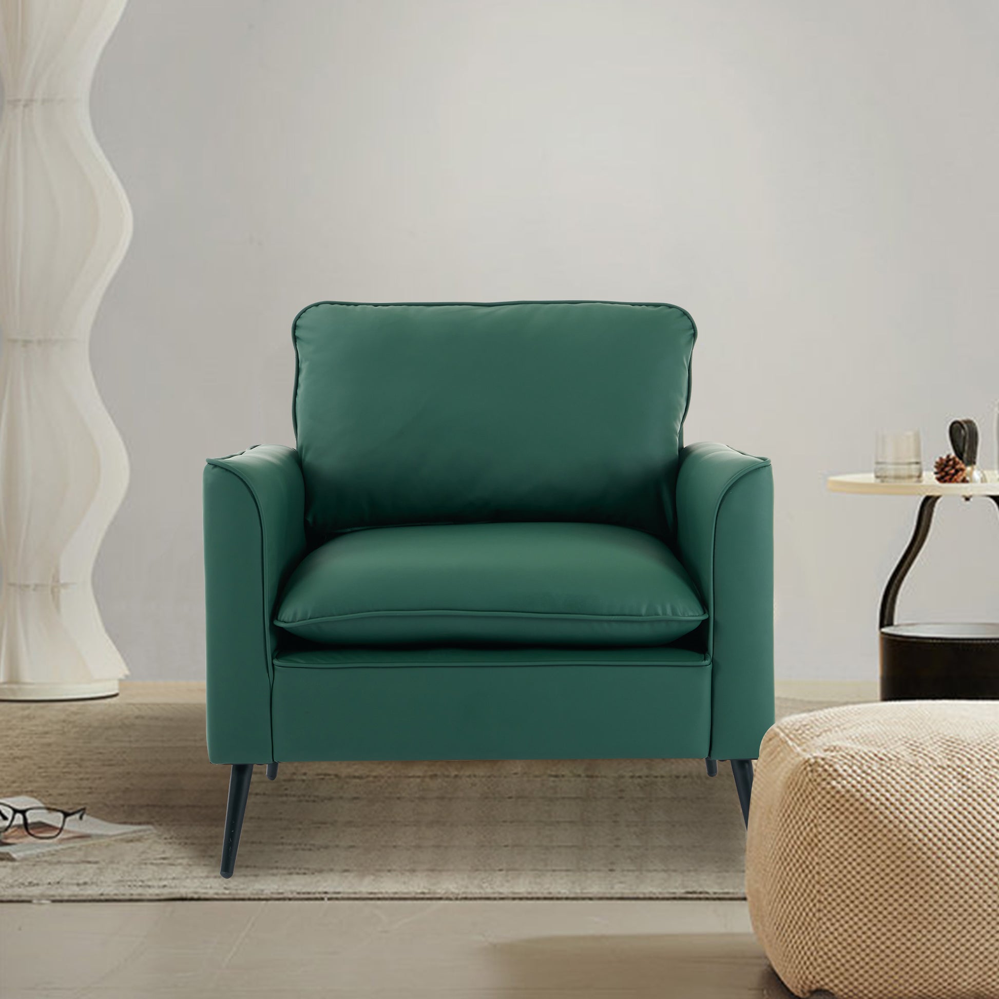 Ts Cat Paw Leather Upholstered Sofa Green Leather 1 Seat