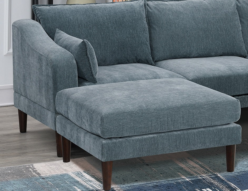 Modern Gorgeous Mineral Morgan Fabric 6Pcs Modular Sectional Set Armless Chairs One Arm Chair Ottoman U Shaped Couch Living Room Grayish Primary Living Space Cushion Back Classic,Contemporary,Modern
