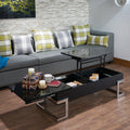 Calmam Black High Gloss & Chrome Finish Coffee Table W Lift Top Black Synthetic Wood