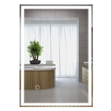 Homcom Dimmable Bathroom Mirror With Led Lights, 3 Colors & Defogging Silver Tempered Glass