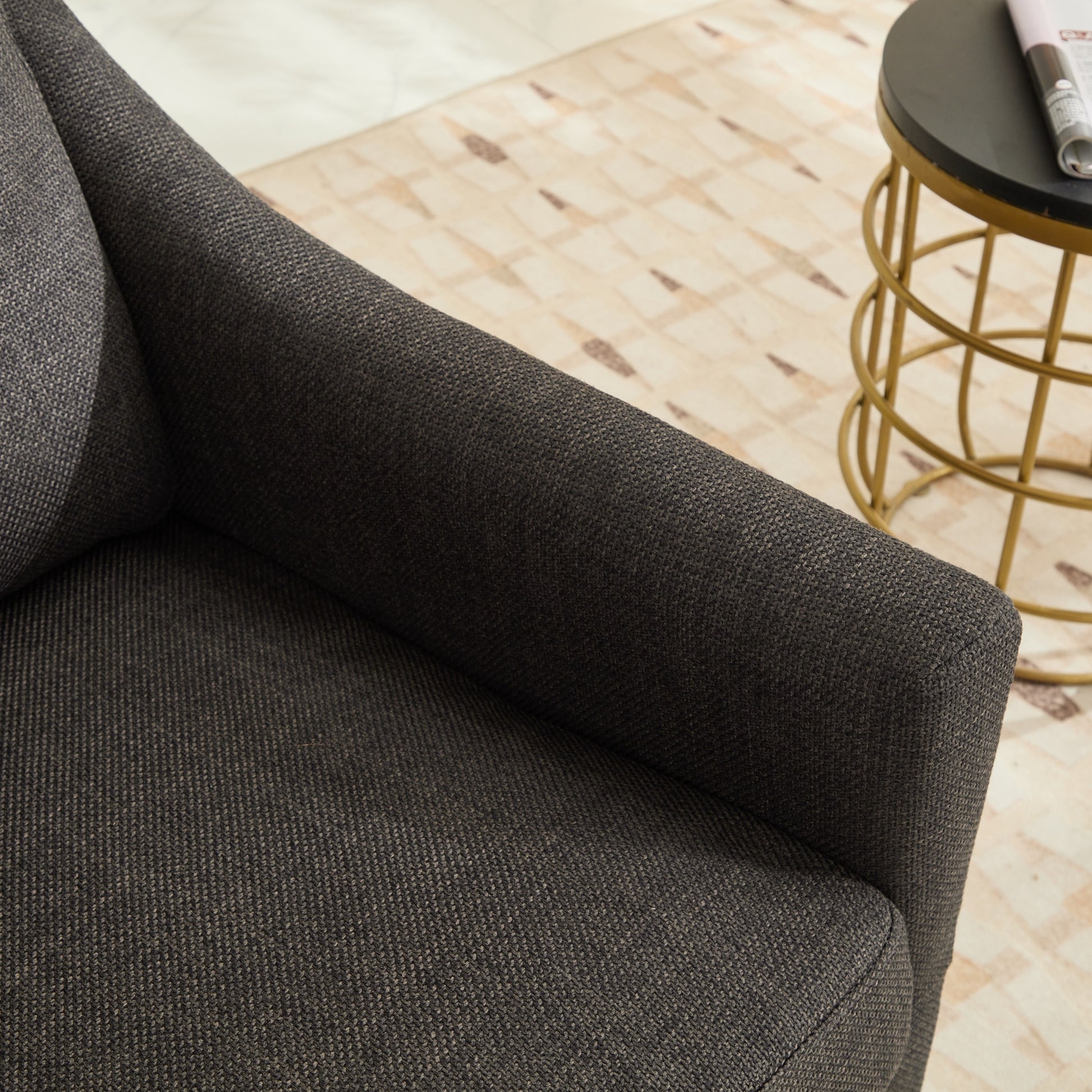 Dark Grey 360 Degree Swivel Rotating Accent Chair With Usb And Magazine Book For Living Room And Hotel Bed Room,Upholstered Accent Chair With Cooper Nail Dark Grey White Primary Living Space American Design,Classic,Modern Pine Foam Wood Fabric
