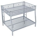 Full Xl Over Queen Metal Bunk Bed With Ladder And Guardrails, Silver Expected Arrival Time: 9.7 Box Spring Not Required Full Xl Silver Metal Metal