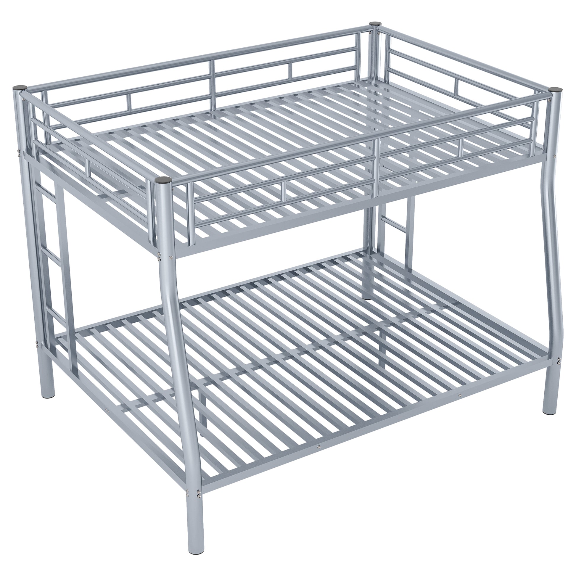 Full Xl Over Queen Metal Bunk Bed With Ladder And Guardrails, Silver Expected Arrival Time: 9.7 Box Spring Not Required Full Xl Silver Metal Metal