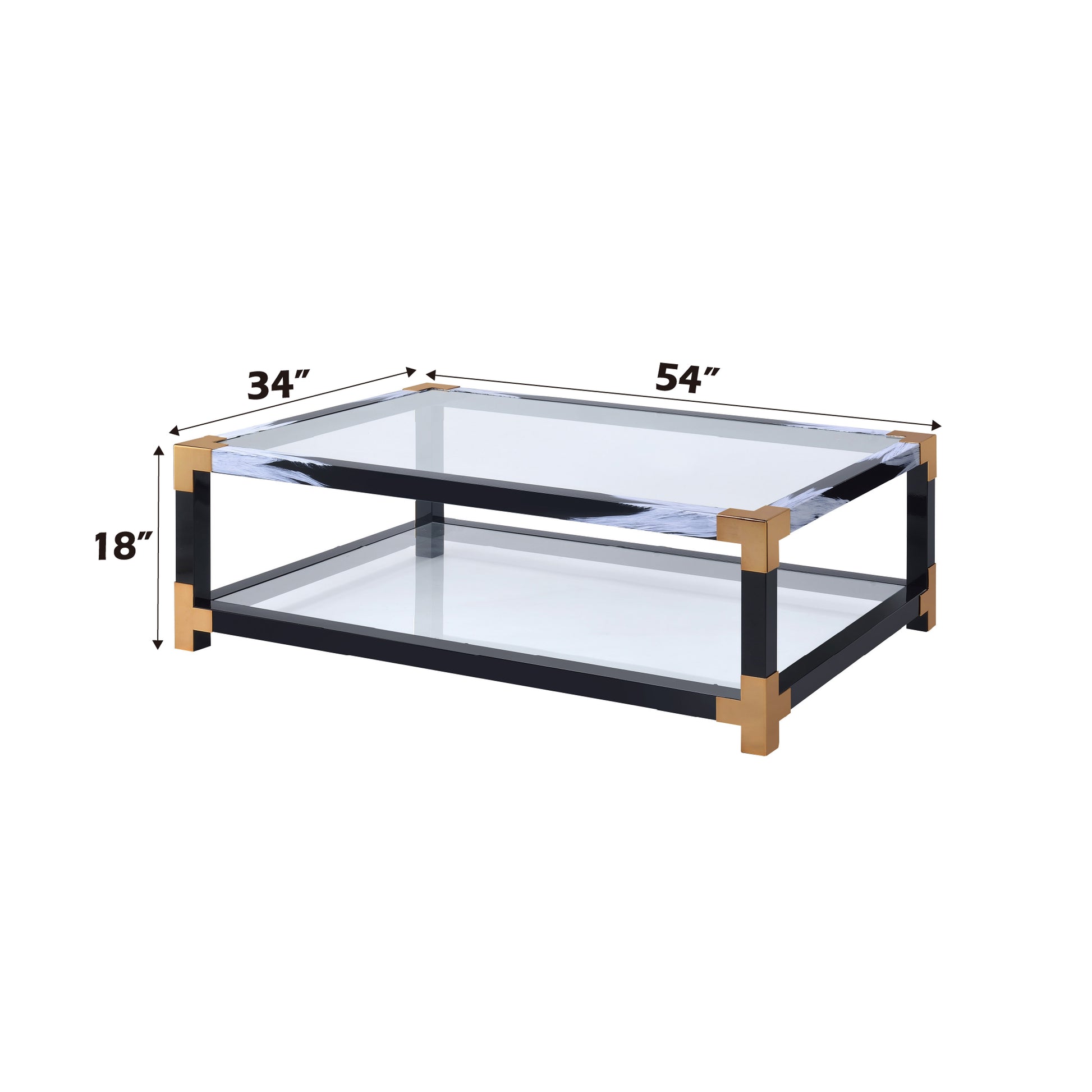 Lafty Clear Glass & White Brushed Finish Coffee Table Multi Glass,Metal