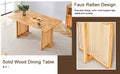 Table And Chair Set, Ancient Style Solid Wood Dining Table, Imitation Rattan Table Legs, Beautiful Simple Solid Wood Dining Chair, Perfect For Dinner, Meetings, Home And Office Decoration Wood Rubber Wood