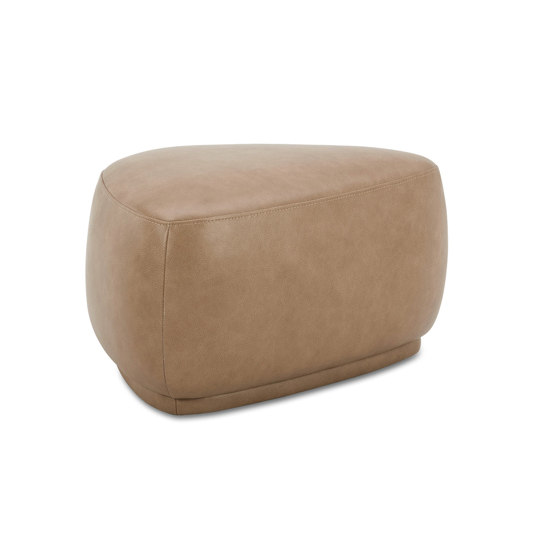 Pebble 26" Rounded Triangle Cocktail Ottoman, Tuscan Tan Brown Top Grain Leather Tan Brown Foam Leather