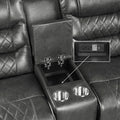 Luxurious Living Room Furniture 1Pc Gray Double Glider Reclining Loveseat With Center Console, Receptacles Usb Ports,Faux Leather Upholstery Diamond Pattern Stitching Gray Faux Leather Wood Primary Living Space Luxury,Modern Solid Wood