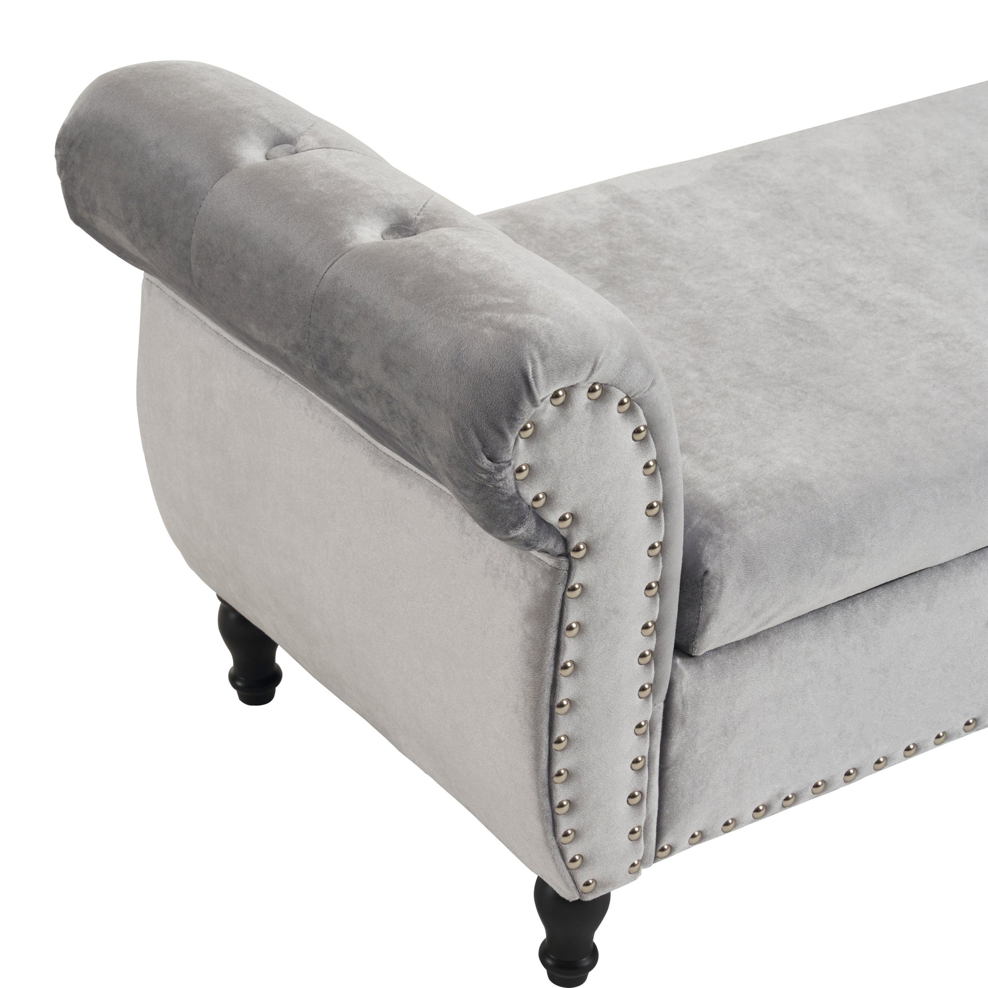 Velvet Multifunctional Storage Rectangular Ottoman Bench With 1 Pillow, Grey Grey Polyester Wood Solid Beige Pine Flip Top Polyester With Storage Velvet