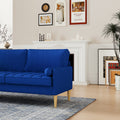Roma 67.7'' 3 Seater Sofa Couch For Living Room, Modern Sofa,Small Couches For Small Spaces,Upholstered 3 Seater Couch For Bedroom, Apartment, Home Office, Tool Free Assembly,Blue Blue Velvet Wood
