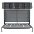 Queen Size Murphy Bed Wall Bed With Top Cabinets,Gray Queen Gray Plywood