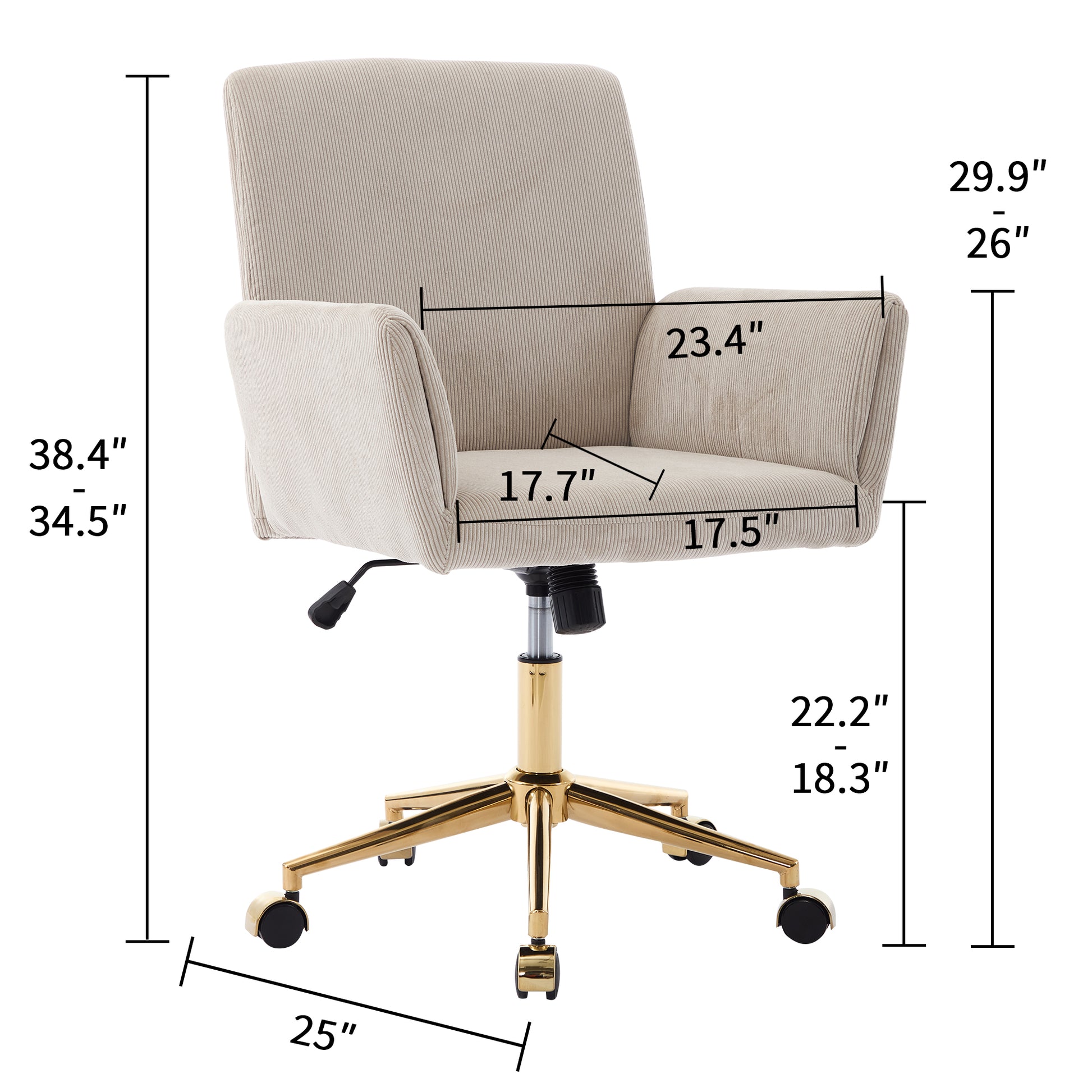 Ts Office Chair 1Pc Creamy White Creamy White Corduroy