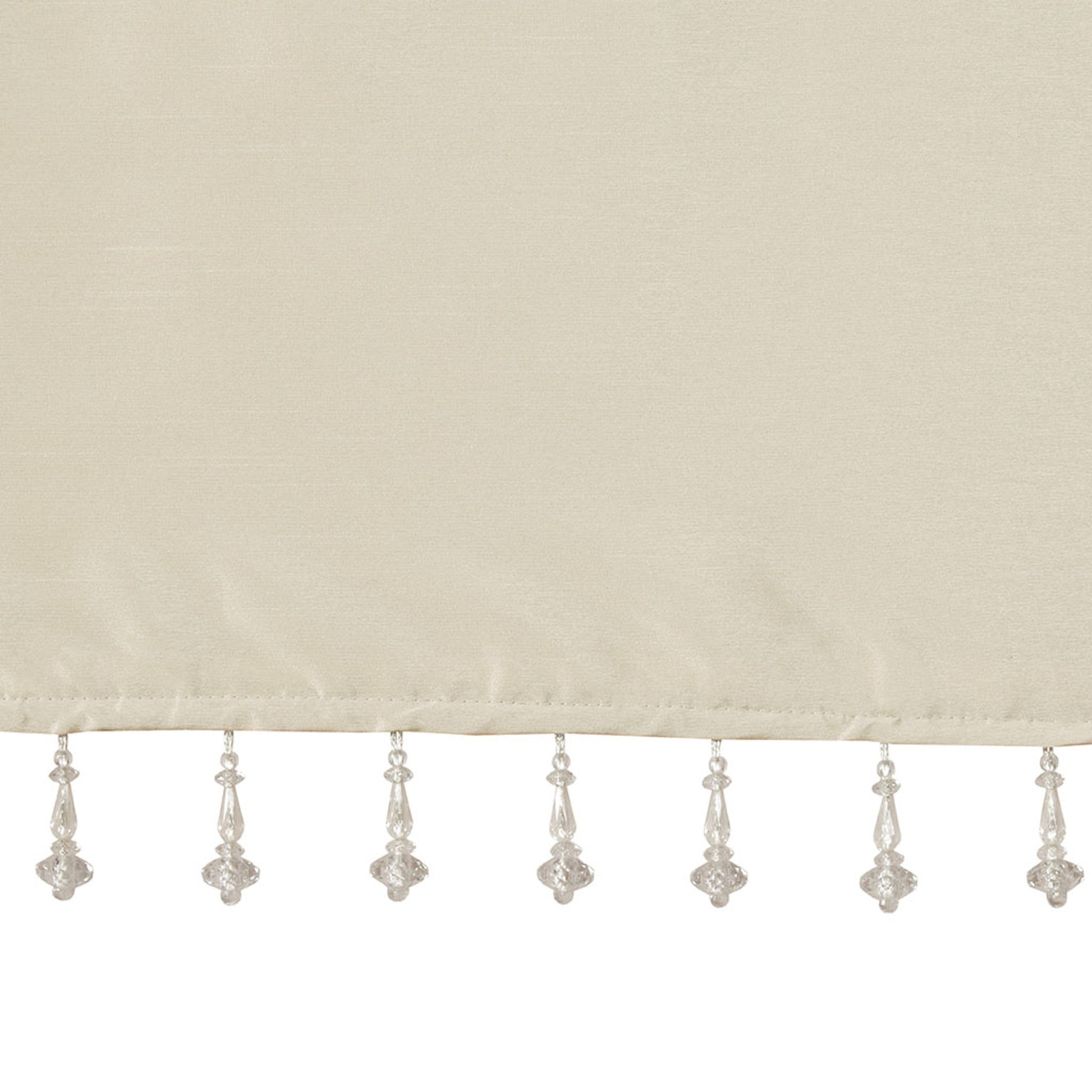 Lightweight Faux Silk Valance With Beads Champagne 50X26" Champagne Microfiber