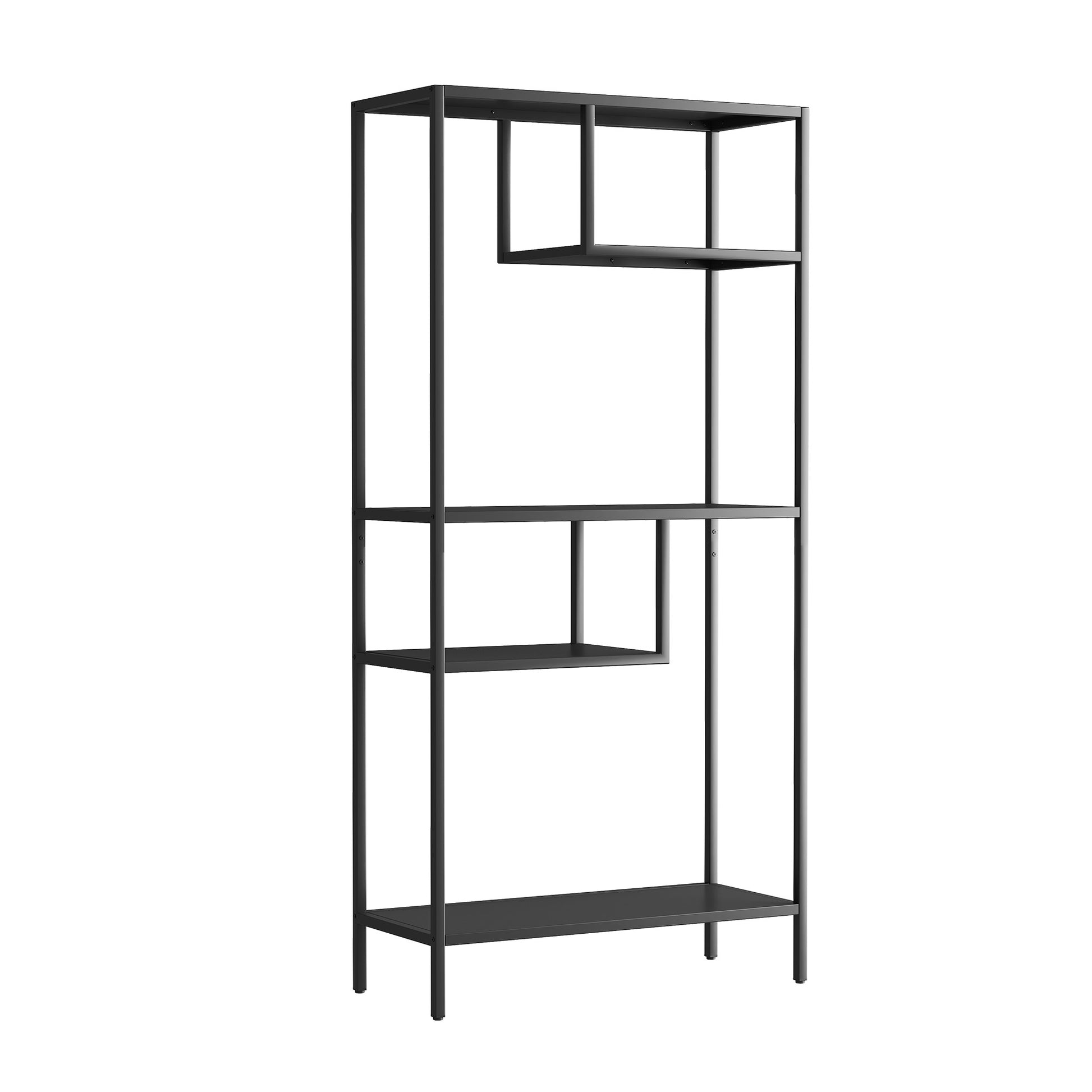 Modern Storage Shelf With 4 Compartments & Metal Legs, Freestanding Organizer,Book Shelves Display Shelves For Living Room, Bedroom, Home Office 4 Black Standard Primary Living Space Open Back Metal
