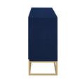 Four Door Metal Handle Storage Cabinet, Adjustable Shelves, Suitable For Corridor, Entrance, Living Room, Study Navy Blue Mdf