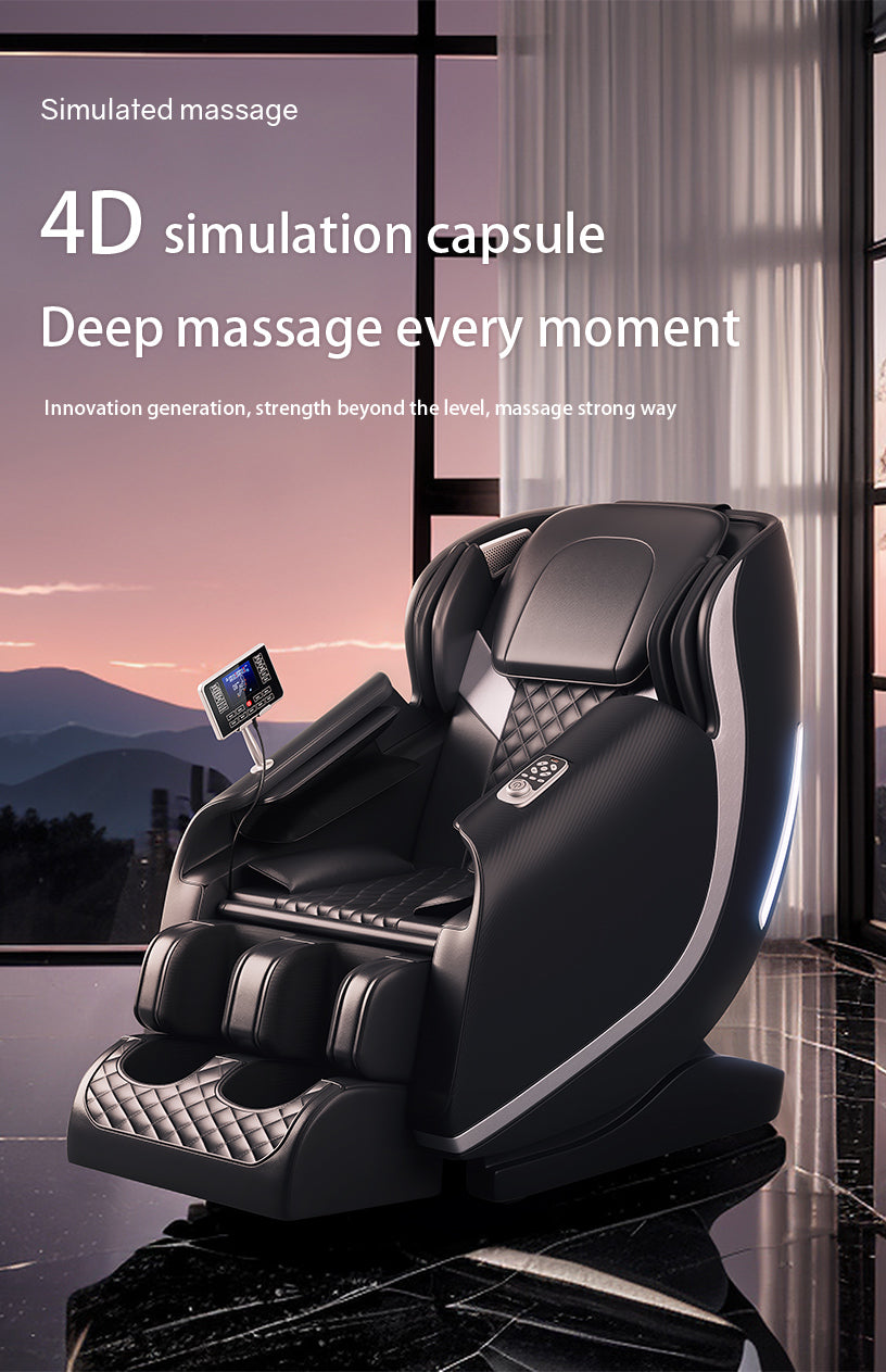 Massage Chair Zero Gravity Full Body Airbags,Bluetooth Speaker,Shiatsu Foot Massage Black Pu Leather