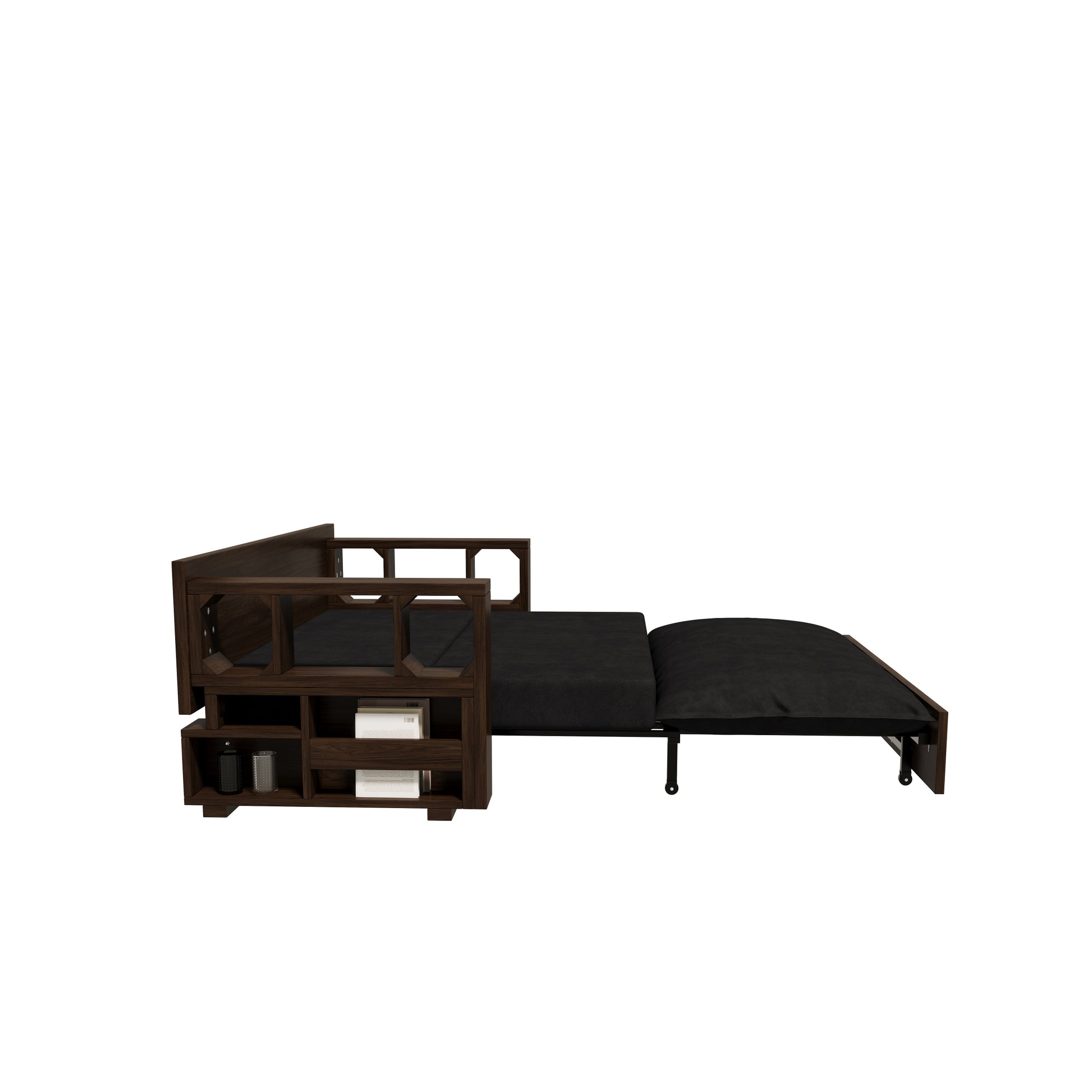 3 In 1 Convertible Sleeper Sofa Bed,Modern Velvet Loveseat Couch With Pull Out Bed,Small Beautiful Seat Futon Sofa Bed With Convertible Office Desk,Black Black Metal & Wood 2 Seat