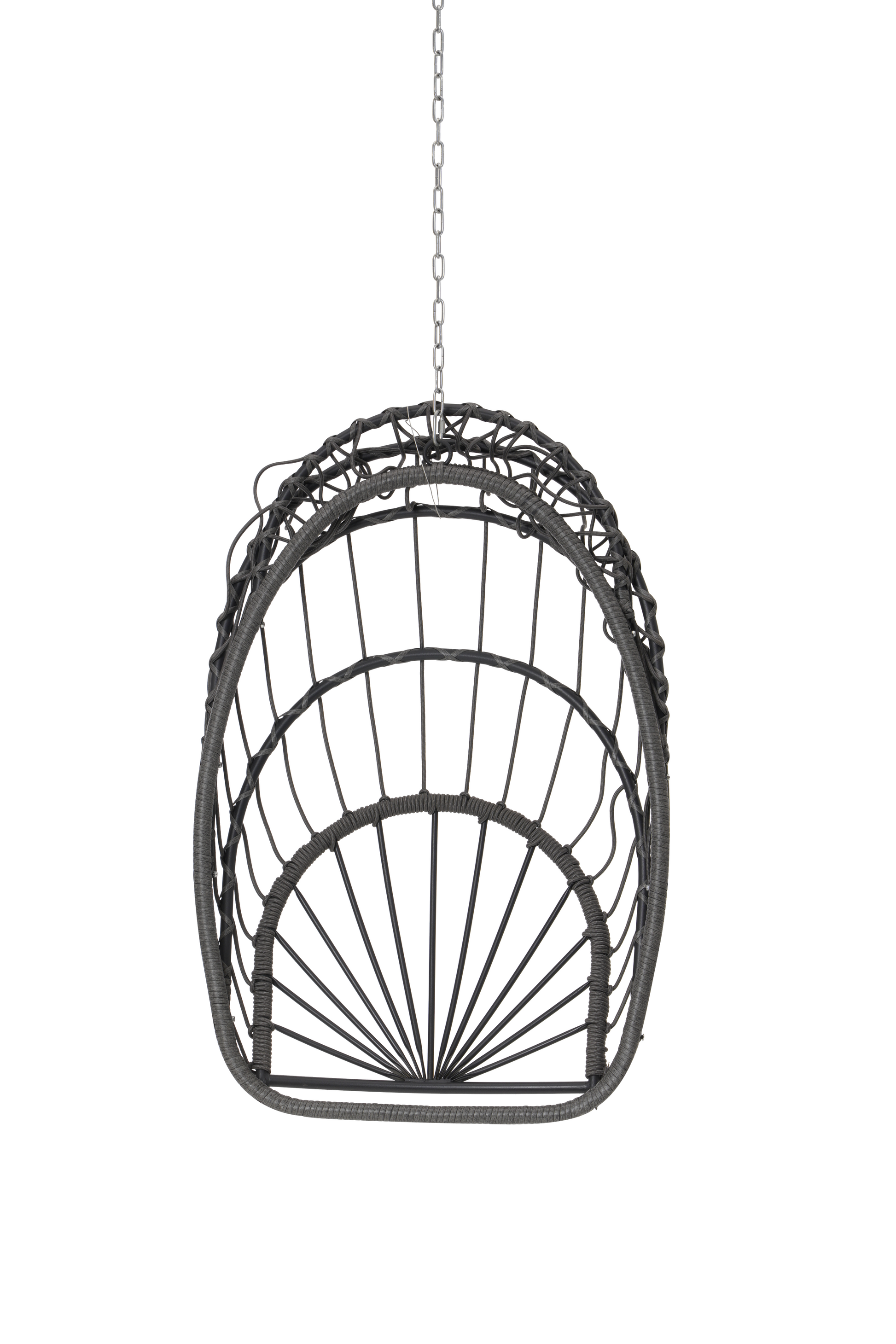 Outdoor Garden Rattan Egg Swing Chair Hanging Chair Sectional Dark Gray Uv Resistant Frame Water Resistant Cushion Garden & Outdoor Rattan