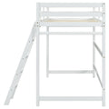 Twin Size High Loft Bed With Inclined Ladder, Guardrails,White Twin White American Design Pine