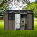 Metal Garden Sheds 6Ftx8Ft Outdoor Brown With Window Brown Metal