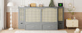 Queen Size Murphy Bed Wall Bed With Drawer And Rattan Decoration With 2 Storage Cabinets, One Set Of Sockets & Usb Ports, Pulley Structure Design, Gray Queen Gray Plywood