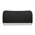 Roman Curved Headboard Upholstered Platform Bed, King, Ebony Black Boucle Box Spring Not Required King Black Wood Foam Boucle Boucle