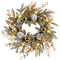 Christmas Wreath 20 Inch Christmas Door Decorations Wreath With Warm Lights Multicolor American Design Pine