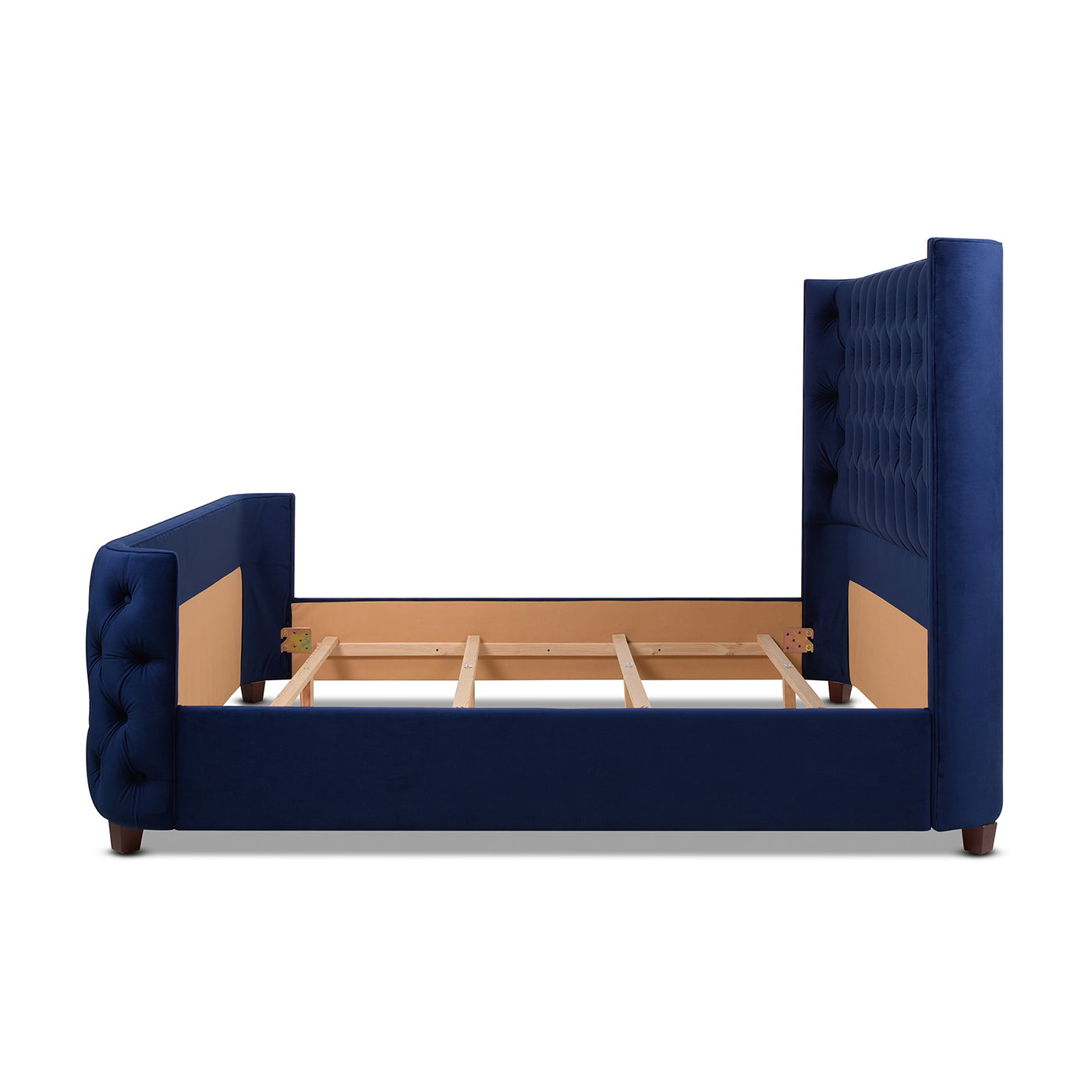 Brooklyn King Tufted Panel Bed Headboard And Footboard Set, Navy Blue Velvet Box Spring Required King Navy Blue Wood Foam Velvet Velvet